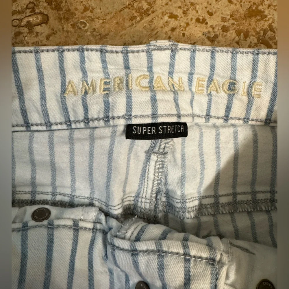 American Eagle High Waisted Striped Denim Short Short